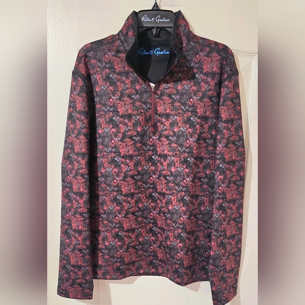 Robert Graham Red and Black Quarter-Zip Pullover Size Large New Without Tags.